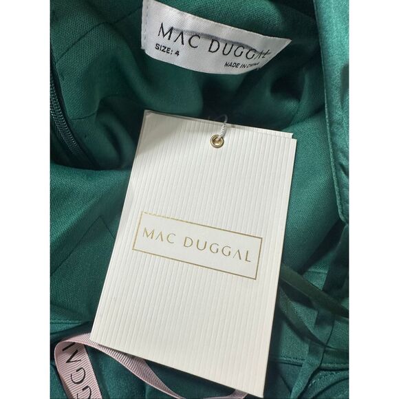 Mac Duggal Green Satin Ruffled Asymmetrical Gown US 4 $338 - Picture 8 of 8